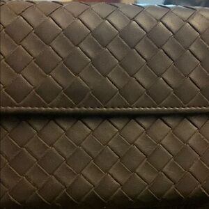 Bottega Veneta Brown Woven Leather Clutch